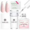 Saviland French Manicure Kit: French Tip Nail Stamp with White Gel Nail Polish Set, Jelly Silicone Nail Stamper Nail Stamper Kit for French Nails Hom