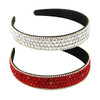 YISSION 2 PCS Rhinestone Headbands for Women, Glitter Crystal Headband Fashion Jeweled Headbands for Girls, Gorgeous Hair Accessories for Women Silve