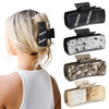 DEEKA 4 Pack Large Western Hair Clips Artificial Leather Cowhide Pattern Hair Claw Clips 4" Cowgirl Black Brown Hair Clips Set for Thick Hair Western