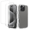Tothedu Phone Case for iPhone 16 Pro Max Case with Tempered-Glass Screen Protector, Clear Full Body Protective Hard PC Shell TPU Cover Cases for iPho