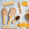 BestFire 6 in 1 Hair Brush Set for Men & Women: Bamboo Bristle Hairbrush, Tail Comb, Double Head Comb, 3 Air Cushion Massage Brushes for Scalp Massag