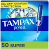 Tampax Pearl Tampons for Women, with LeakGuard Braid, Super Absorbency, Unscented, 50 Count