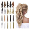 Qunlinta Hair Extensions Ponytail 18" 20" Claw Curly Wavy Ponytail Extension Straight Clip in Synthetic Hairpiece Ash Blonde Mix Light Brown