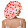 Vettres Hair Bonnet for Sleeping Satin Bonnets Silk Sleep Bonnet Double Layer Satin Bonnet with Tie Strawberries