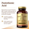 Solgar Pantothenic Acid 550 mg Vegetable Capsules Vitamin B5 Energy Metabolism Nervous System Support Gluten Free Dairy Free Kosher Servings, Standar