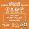 Badger Vanilla Bean Cocoa Butter Lip Balm, Long Lasting Hydrating Lip Care, 100% Organic Lip Balm, Large Size Stick, 4-pack