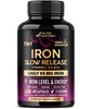 Iron Supplement for Women - Iron 65mg (Ferrous Sulfate 325mg) - Stomach Friendly | Slow Release Iron | High Absorption - Vitamins C, D3, B6, B12 & Fo
