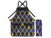 King Midas EmpireBarber Cape and Apron - Polyester Cotton Blue and Black