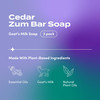 Zum Indigo Wild Goat's Milk Soap Bar - Bar Soap for Hands & Body Made with Essential Oils - 3 oz - Cedar (3 Pack)