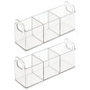 mDesign Plastic 3-Compartment Bathroom Organizer Storage Bin - Divided Makeup Caddy and Hair/Beauty Product Holder Tray - Perfect for Vanity, Counter