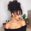 CINHOO Curly Ponytail Wig for Black Women - Afro High Puff Bun Hair Piece With Bangs - Synthetic Drawstring Extension for Natural Hair