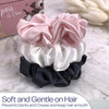 Celestial Silk Mulberry Silk Scrunchies for Hair (Charcoal, Pink, Ivory)