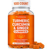 Turmeric Gummies for Adults and Kids | Max Strength Turmeric and Ginger Supplement | Vegan Organic Natural Turmeric Curcumin Gummies for Overall Heal
