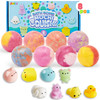 JOYIN 8 Pack Big Bath Bombs for Kids with Mochi Toy, Surprise Toy Inside, Natural Essential Oil SPA Bath Fizzies Set, Kids Safe Party Favors for Boys