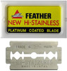 Feather Double Edge Safety Razor Blades - (50 Count) - Platinum Coated Hi-Stainless Steel Razor Blades - Fits Most Safety Razors - Super Sharp for Cl