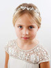 SWEETV Flower Girl Headpiece Silver Princess Wedding Headband -Baby Girls Flower Pearl Hair Accessories for Birthday Party, Photography