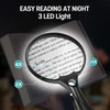 Large Magnifying Glass with Light - 5.5 Inch Handheld Magnifier with 10X 25X 45X Magnification & 3 LED Lights Lighted Magnifying Glass, Magnifying Gl