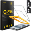 Lamicall 2+2 for iPhone 16 Screen Protector (6.1") with Camera Lens Protector, [Top 9H Tempered Glass Film], Easy Alignment Tool, Anti-Scratch, 0 Bub