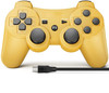 Linkshare wireless controller for ps3, double vibration bluetooth gamepad remote for playstation 3 with Charging Cord (Gold)