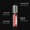 Pure Illumination Light-Up Lip Gloss with LED-Lit Applicator Brush + Side Mirror, Non-Sticky, Moisturizing Hydrating Lip Glosses with Lanolin, Jojoba