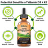 Vegan Vitamin D3 + K2 (MK-7) Liquid Drops with MCT Oil, Peppermint Flavor, Helps Support Strong Bones and Healthy Heart