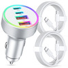 90W USB C Fast Car Charger for iPhone 17/17 Pro/17 Pro Max/Air/16/15/Pro Max/Plus/16e, iPad, MacBook, Android, 4-Port 90W USBC Car Charger Accessorie