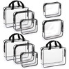 Hedume Set of 9 Clear Makeup Bags, TSA Approved Clear Toiletry Bag Set, Waterproof PVC with Zipper Handle Portable Travel Luggage Pouch