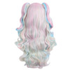 MapofBeauty Multi-color Lolita Long Curly Clip on Ponytails Cosplay Wig (Pink/Blue/Blonde)