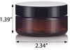 2 oz Amber PET Plastic Refillable Low Profile Jar with Black Lid (12 pack)