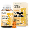 Wild & Organic Ashwagandha Gummies 2000mg - Mood Support Supplement w/Ashwagandha Root Extra Strength - Natural Calm Supplements Gummies - 60 Vegan,