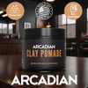 Arcadian Grooming Clay Pomade for Men  Vegan Matte Finish, Strong High Hold, 4oz