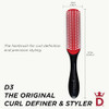 Denman Curly Hair Brush D3 (Black & Red) 7 Row Styling Brush for Detangling, Separating, Shaping and Defining Curls - For Women and Men