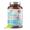 Purity Labs Omega 3 Fish Oil 3000mg  DHA & EPA Omega 3 Fatty Acid Supplements to Support Heart and Brain Health - Immune Support Supplement - 180 So