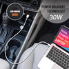 Car and Driver Dual-Port Car Charger, USB-A and USB-C Ports, Fast-Charging Cigarette-Lighter Adapter, Compatible with Android and iPhone Models, Tabl