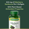 Nature's Bounty Sambucus Elderberry Herbal Supplement, Rapid Release Softgels, 630 mg per Serving, 120 Count