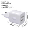 European Wall Charger, Vifigen 2-Pack USB 2.1AMP Universal Europe Charger Block Dual Port Plug Compatible for iPhone 17 16 15 14 13 12 11 Pro Max XS