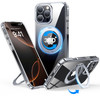 QTlier case for iPhone 16promax, 360 Rotatable Ring Stand, Raised Camera Frame, Shockproof with MagSafe Clear