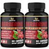 (2 Packs) Berberine Supplement Plus Ceylon Cinnamon, Turmeric, Artichoke, Milk Thistle, Black Pepper - 120 Capsules - 4 Months Supply