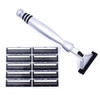 Taconic All?Metal Heavyweight Chrome Razor  Gillette® Atra-Compatible Twin Blade Handle with 10 Pivot Plus Personna Blades, Ergonomic Grip, Durable