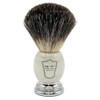 Parker 100% Black Badger Bristle Shaving Brush with Ivory Marbled Handle - Brush Stand Included