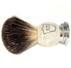 Parker 100% Black Badger Bristle Shaving Brush with Ivory Marbled Handle - Brush Stand Included