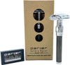 Parker 92R Graphite Gray, Long Handle Heavyweight Butterfly Open Double Edge Safety Razor for Men, 5 Parker Premium Platinum Double Edge Razor Blades