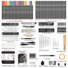 HIFORNY 126 PCS Drawing Kit Sketching Pencil Set,Sketch Pencils Art Supplies with 3-Color Sketchbook,Graphite,Charcoal,Blending Tools,Drawing Pencils