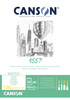 CANSON 1557 120gsm A4 White Sketch Paper Pad, Light Grain, Glued Short Side, 50 Extra White Sheets, Ideal for Professional Artists & Students
