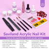 SAVILAND Acrylic Nail Kit with Drill: 15g Clear White Pink Acrylic Powder and Liquid Set Beginner Nail Kit with 100 Forms Brushes Primer Top Gel & Ma