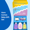 Johnson's Baby Here Comes Baby Gift Set, Baby Essentials for New Parents with Moisturizing Lotion, Bedtime Bath, Body Wash & Shampoo, Hand & Face Wip