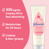Johnson's Skin Nourish Creamy Baby Oil for Dry Skin with Coconut & Honeysuckle Scent, Rich & Creamy Baby Body Oil Moisturizes for 24 Hours & Helps Pr