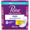 Poise Incontinence Pads & Postpartum Incontinence Pads, 6 Drop Ultimate Absorbency, Long Length, 45 Count, Packaging May Vary