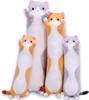 Cute Cat Plush Long Body Pillow Cuddle Cartoon Stuffed Animals Cat Plushie Soft Doll Pillows Gifts for Kids Girls (Orange, 19")