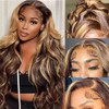 Highlight Wig HD Transparent Lace Front Wigs Human Hair Pre Plucked Wavy Human Hair Wigs 13X4 Lace Front Wig 150% Density Glueless 4/27 Lace Front Hu